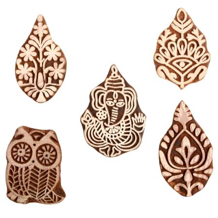 Set of 5 Piece New Mix Wooden Printing Block